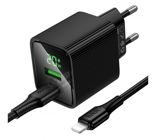 МЗП Hoco CS83A Excellent with digital display PD20W+QC3.0 (1USB-A/1C) + кабель Type-C to Lightning Black