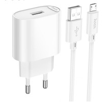 МЗП Hoco C109A Fighter 10.5W (1USB-A) + кабель USB to MicroUSB White