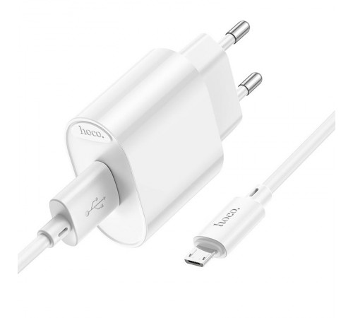 МЗП Hoco C109A Fighter 10.5W (1USB-A) + кабель USB to MicroUSB White