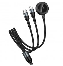 Дата кабель Hoco CW64 3in1 Type-C to iWatch/Lightning/Type-C 15W (1.2m) Black