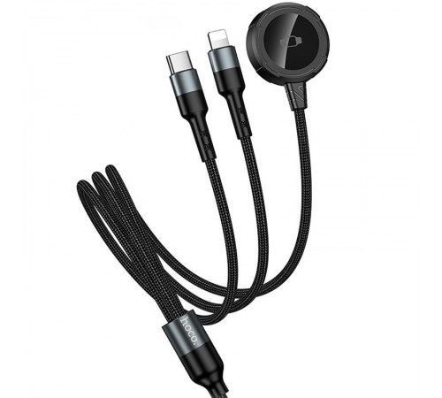 Дата кабель Hoco CW64 3in1 Type-C to iWatch/Lightning/Type-C 15W (1.2m) Black
