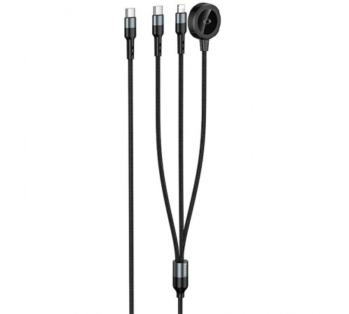 Дата кабель Hoco CW64 3in1 Type-C to iWatch/Lightning/Type-C 15W (1.2m) Black