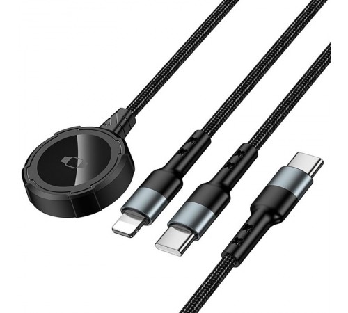 Дата кабель Hoco CW64 3in1 Type-C to iWatch/Lightning/Type-C 15W (1.2m) Black