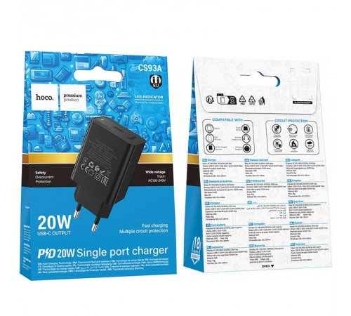 МЗП Hoco CS93A Leader 20W (1USB-C) Black