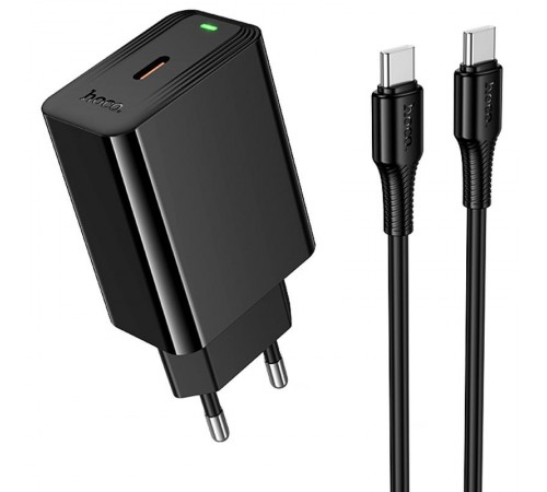 МЗП Hoco CS93A Leader PD20W (1USB-C) + кабель Type-C to Type-C Black