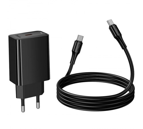 МЗП Hoco CS93A Leader PD20W (1USB-C) + кабель Type-C to Type-C Black