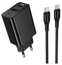 МЗП Hoco CS94A Leader PD20W+QC3.0 (1USB-A/1C) + кабель Type-C to Type-C Black