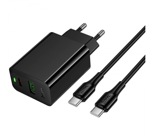 МЗП Hoco CS94A Leader PD20W+QC3.0 (1USB-A/1C) + кабель Type-C to Type-C Black