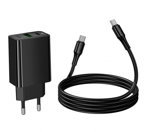 МЗП Hoco CS94A Leader PD20W+QC3.0 (1USB-A/1C) + кабель Type-C to Type-C Black