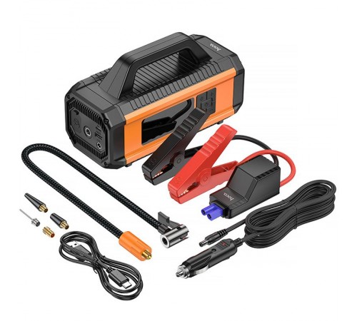 Пусковий пристрій + насос для автомобіля Hoco QS4 Intelligent Starter and Air Pump 10000 mAh Black
