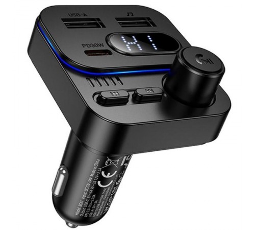 АЗП FM модулятор Borofone BC61 Ocean 45W (1USB-A/1C) Black