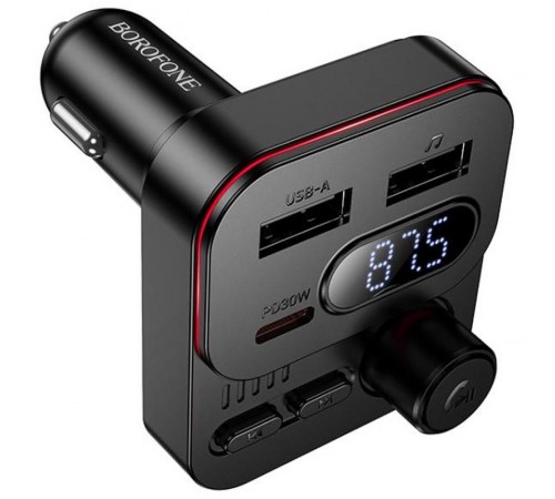 АЗП FM модулятор Borofone BC61 Ocean 45W (1USB-A/1C) Black