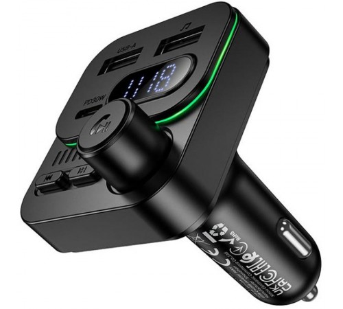 АЗП FM модулятор Borofone BC61 Ocean 45W (1USB-A/1C) Black