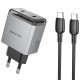 МЗП Borofone BN21 Lena PD40W+QC3.0 (2USB-C) + кабель Type-C to Type-C Metal gray