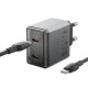 МЗП Borofone BN21 Lena PD40W+QC3.0 (2USB-C) + кабель Type-C to Type-C Metal gray