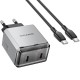 МЗП Borofone BN21 Lena PD40W+QC3.0 (2USB-C) + кабель Type-C to Type-C Metal gray