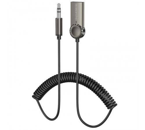 Bluetooth аудіо ресивер Borofone BC56 Peaceful with cable Metal gray