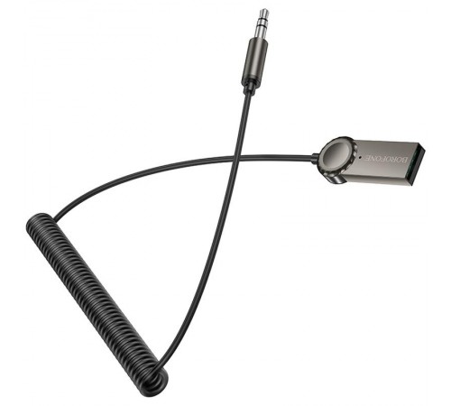 Bluetooth аудіо ресивер Borofone BC56 Peaceful with cable Metal gray