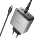 МЗП Borofone BN22 Lena PD65W (1USB-A/2C) + кабель Type-C to Type-C Metal gray