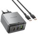МЗП Borofone BN22 Lena PD65W (1USB-A/2C) + кабель Type-C to Type-C Metal gray