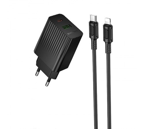 МЗП Borofone BAS76A Source PD30W+QC3.0 (1USB-A/1C) + кабель Type-C to Lightning Black