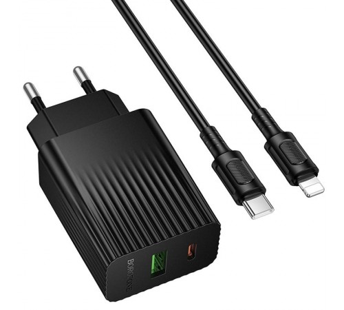 МЗП Borofone BAS76A Source PD30W+QC3.0 (1USB-A/1C) + кабель Type-C to Lightning Black