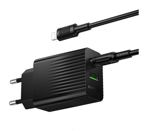МЗП Borofone BAS76A Source PD30W+QC3.0 (1USB-A/1C) + кабель Type-C to Lightning Black