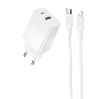 МЗП Borofone BAS76A Source PD30W+QC3.0 (1USB-A/1C) + кабель Type-C to Lightning White