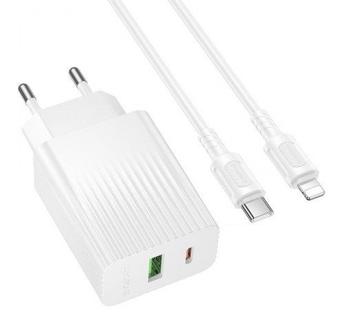 МЗП Borofone BAS76A Source PD30W+QC3.0 (1USB-A/1C) + кабель Type-C to Lightning White