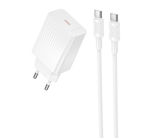 МЗП Borofone BAS73A Source PD20W (1USB-C) + кабель Type-C to Type-C White