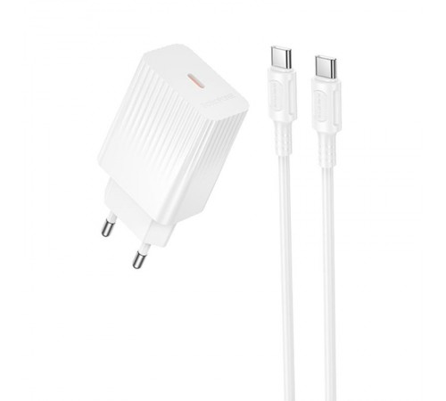 МЗП Borofone BAS75A Source PD30W (1USB-C) + кабель Type-C to Type-C White