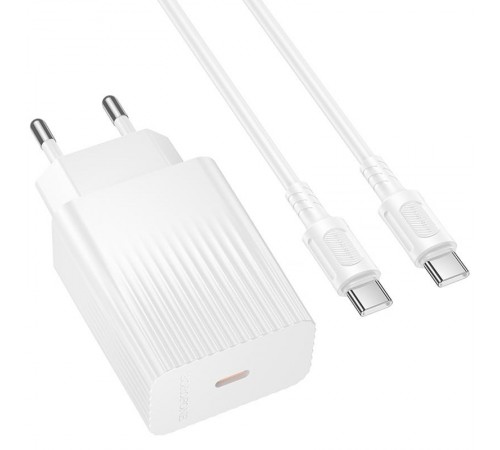 МЗП Borofone BAS75A Source PD30W (1USB-C) + кабель Type-C to Type-C White