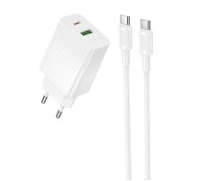 МЗП Borofone BAS76A Source PD30W+QC3.0 (1USB-A/1C) + кабель Type-C to Type-C White