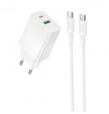МЗП Borofone BAS76A Source PD30W+QC3.0 (1USB-A/1C) + кабель Type-C to Type-C White