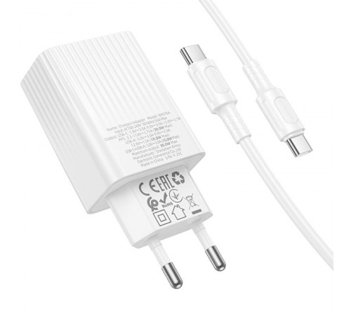 МЗП Borofone BAS76A Source PD30W+QC3.0 (1USB-A/1C) + кабель Type-C to Type-C White