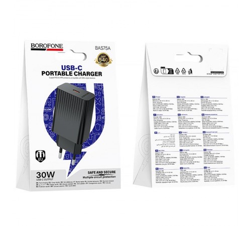 МЗП Borofone BAS75A Source PD30W (1USB-C) Black