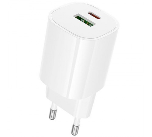 МЗП Borofone BA104A Pudding PD20W+QC3.0 (1USB-A/1C) White