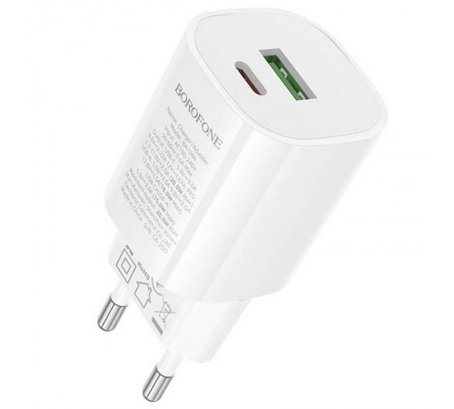 МЗП Borofone BA104A Pudding PD20W+QC3.0 (1USB-A/1C) White