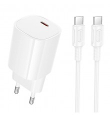 МЗП Borofone BA103A Pudding PD20W (1USB-C) + кабель Type-C to Type-C White