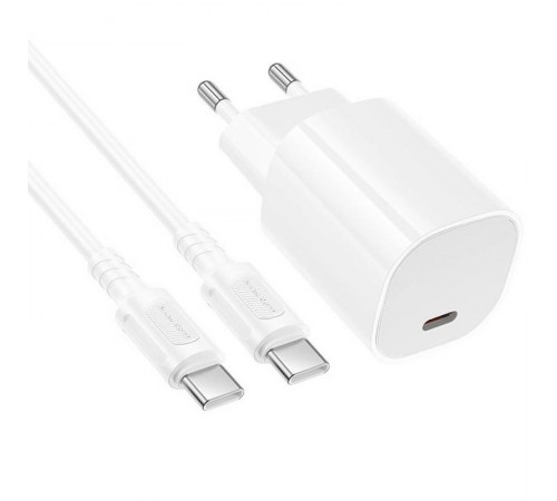 МЗП Borofone BA103A Pudding PD20W (1USB-C) + кабель Type-C to Type-C White
