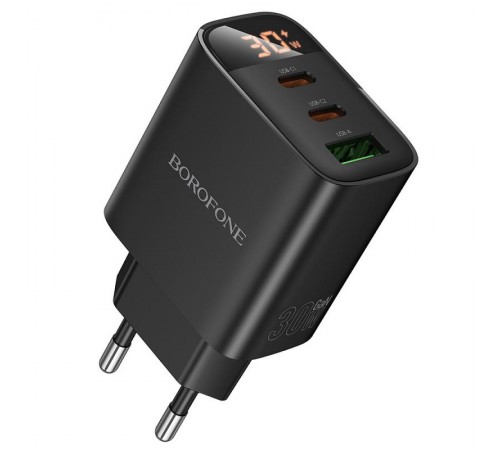 МЗП Borofone BA98A Ilustre with digital display PD30W (1USB-A/2C) Black