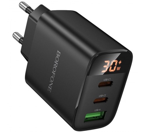 МЗП Borofone BA98A Ilustre with digital display PD30W (1USB-A/2C) Black