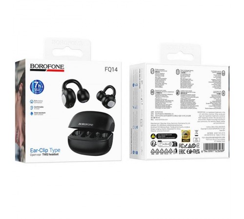 Бездротові TWS навушники Borofone FQ14 Joy clip-on Black
