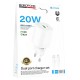 МЗП Borofone BA104A Pudding PD20W+QC3.0 (1USB-A/1C) + кабель Type-C to Lightning White