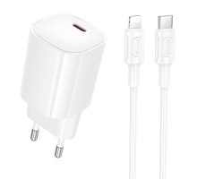 МЗП Borofone BA103A Pudding PD20W (1USB-C) + кабель Type-C to Lightning White