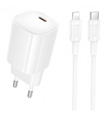МЗП Borofone BA103A Pudding PD20W (1USB-C) + кабель Type-C to Lightning White