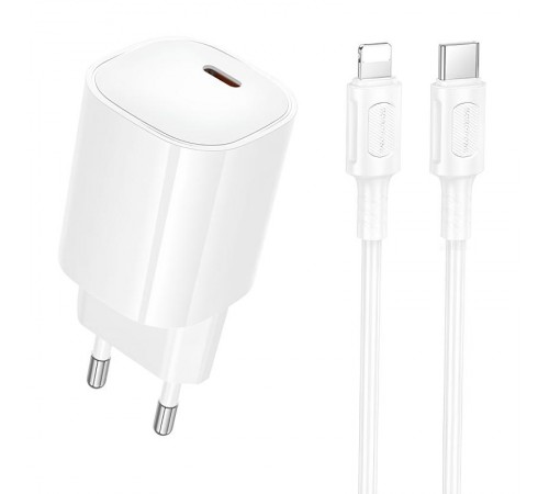 МЗП Borofone BA103A Pudding PD20W (1USB-C) + кабель Type-C to Lightning White