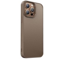 TPU чохол Carbon Protective with Magsafe для Apple iPhone 13 Pro (6.1") Coffee