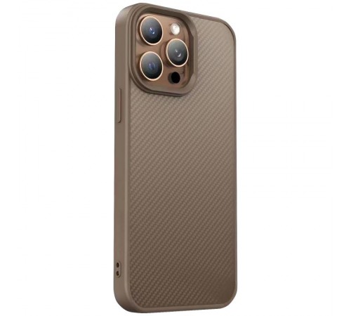 TPU чохол Carbon Protective with Magsafe для Apple iPhone 14 Pro (6.1") Coffee