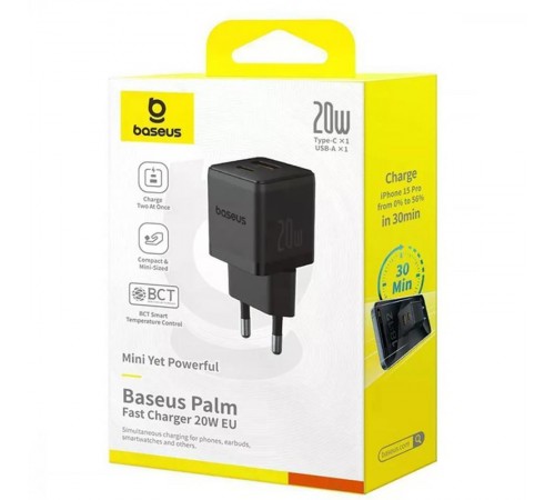 МЗП Baseus Palm Fast Charger 20W (1USB-A/1C) (P10111608) Cluster Black